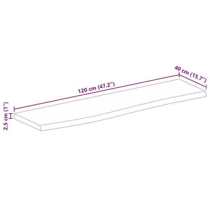 Dessus de table 120x40x2,5 cm bord vivant bois massif manguier - Photo n°9