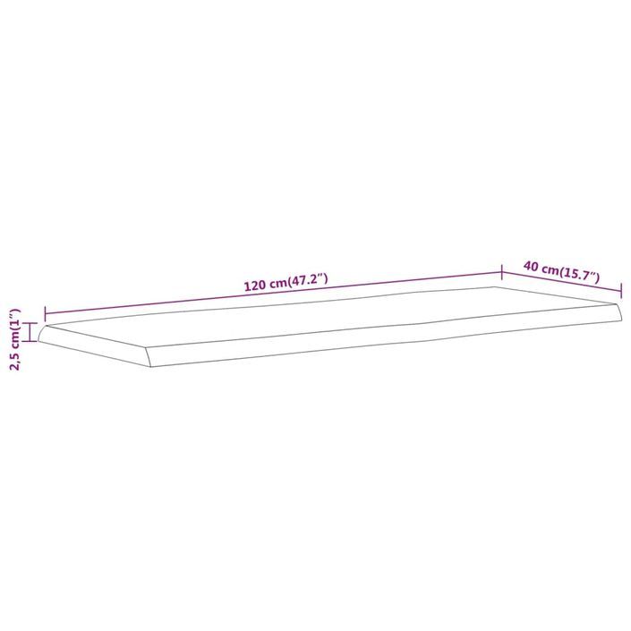 Dessus de table 120x40x2,5 cm rectangulaire bois massif acacia - Photo n°9