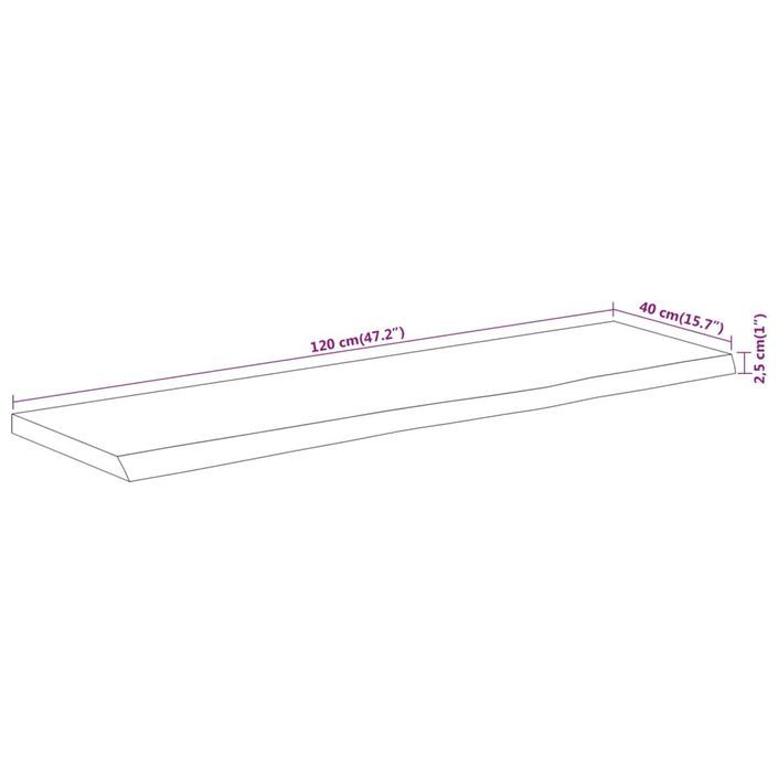 Dessus de table 120x40x2,5 cm rectangulaire bois massif acacia - Photo n°8