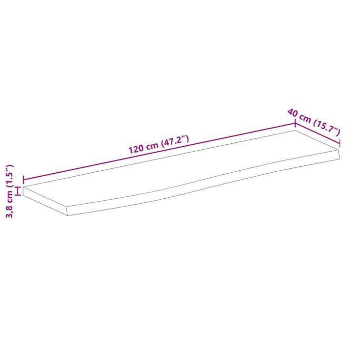 Dessus de table 120x40x3,8 cm bord vivant bois massif manguier - Photo n°9