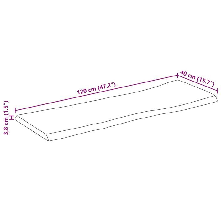 Dessus de table 120x40x3,8 cm bord vivant bois massif manguier - Photo n°9