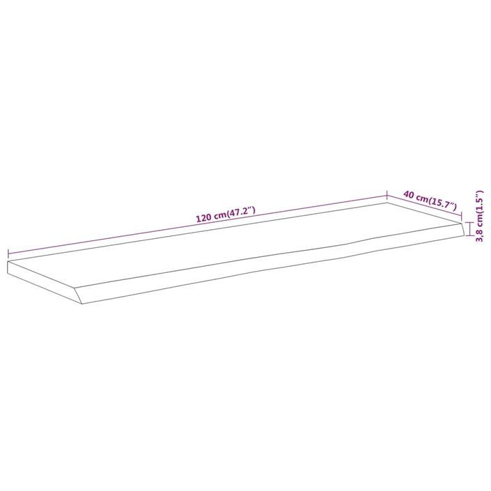 Dessus de table 120x40x3,8 cm rectangulaire bois massif acacia - Photo n°8