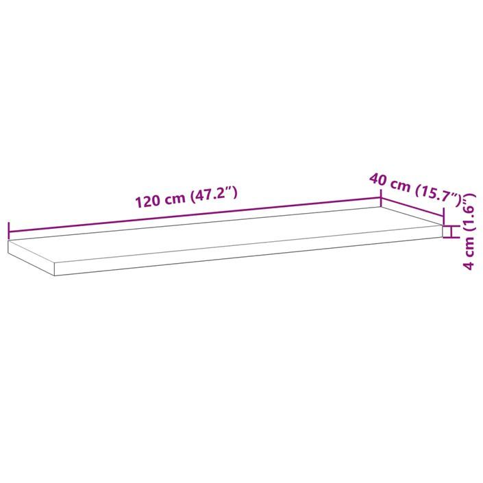 Dessus de table 120x40x4 cm rectangulaire bois massif d'acacia - Photo n°9