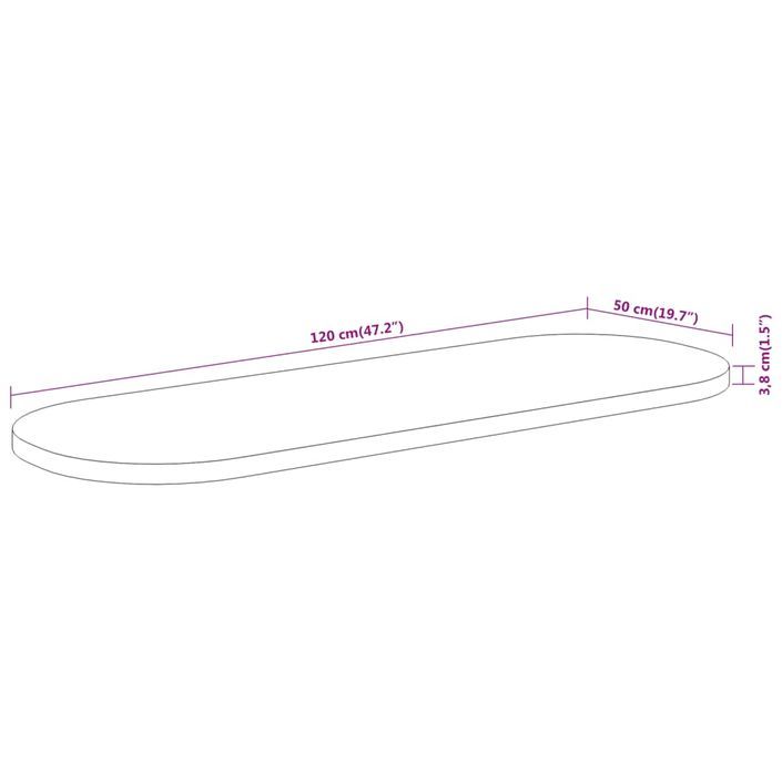 Dessus de table 120x50x3,8 cm ovale bois massif d'acacia - Photo n°9