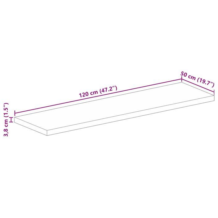 Dessus de table 120x50x3,8cm rectangulaire bois massif récupéré - Photo n°9