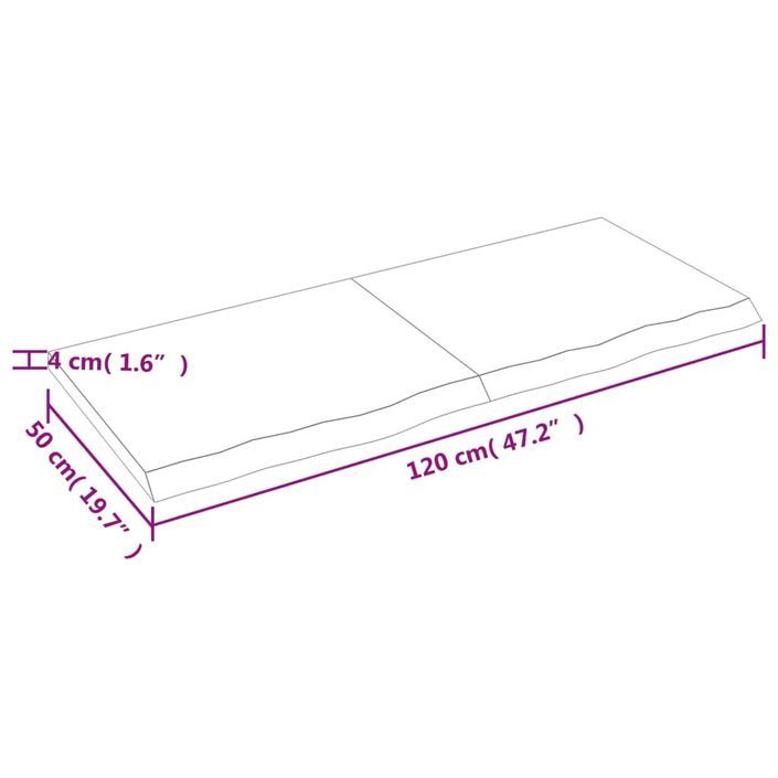 Dessus de table 120x50x4 cm bois de chêne massif non traité - Photo n°9