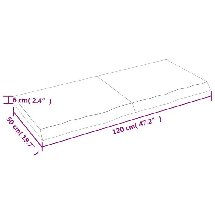 Dessus de table 120x50x6 cm bois de chêne massif non traité - Photo n°9