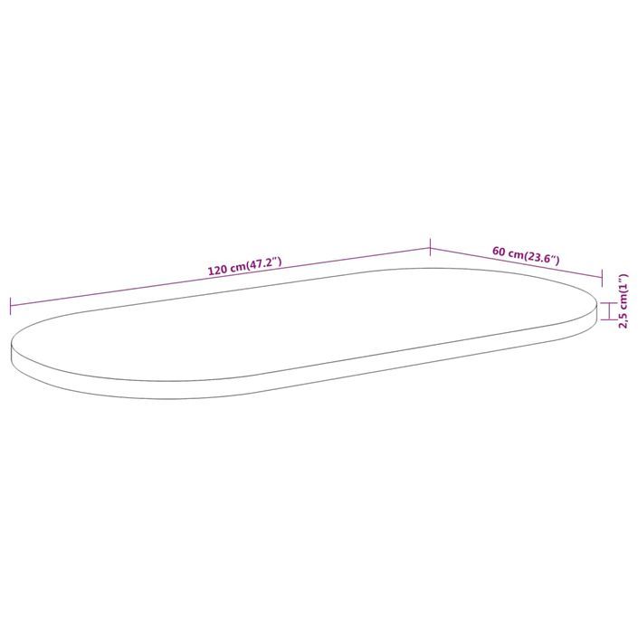 Dessus de table 120x60x2,5 cm ovale bois massif d'acacia - Photo n°8