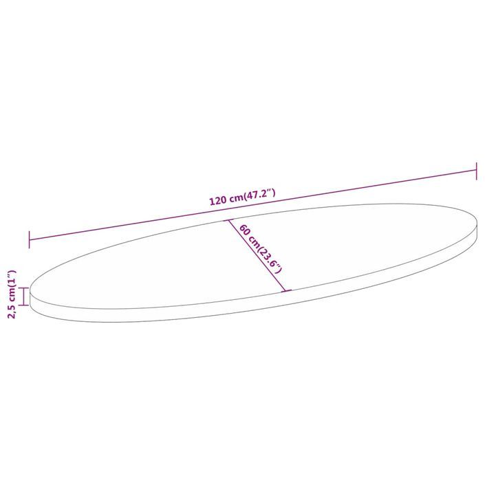 Dessus de table 120x60x2,5 cm ovale bois massif de manguier - Photo n°8