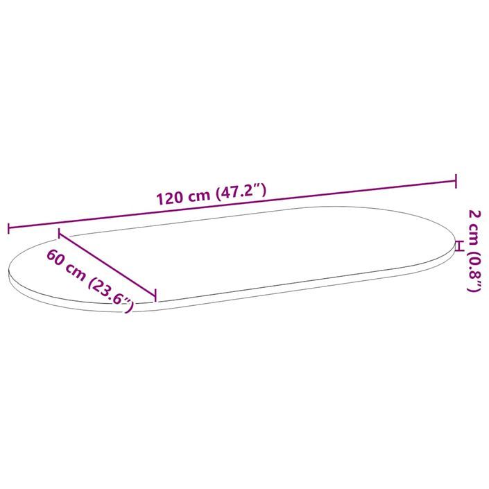 Dessus de table 120x60x2 cm bois de chêne massif ovale - Photo n°10