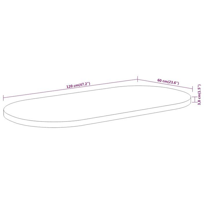 Dessus de table 120x60x3,8 cm ovale bois massif d'acacia - Photo n°8