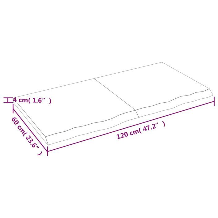 Dessus de table 120x60x4 cm bois de chêne massif non traité - Photo n°9