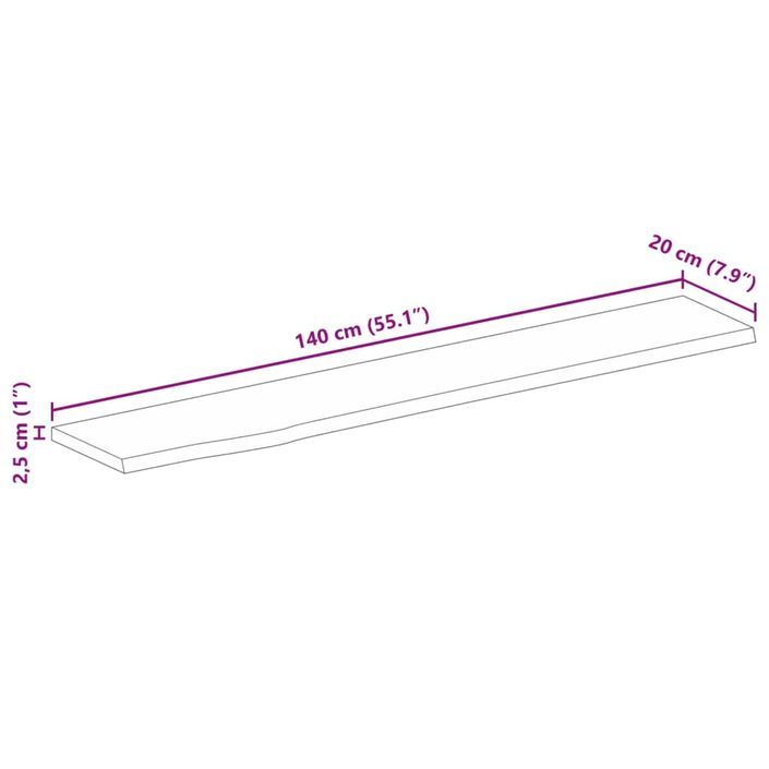 Dessus de table 140x20x2,5 cm bord vivant bois massif manguier - Photo n°9