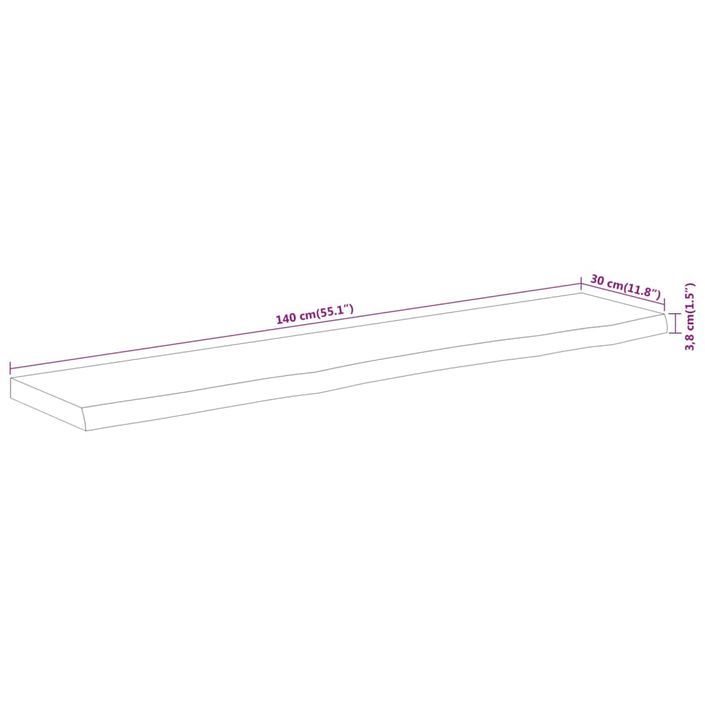 Dessus de table 140x30x3,8 cm rectangulaire bois massif acacia - Photo n°8