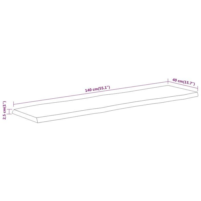 Dessus de table 140x40x2,5 cm rectangulaire bois massif acacia - Photo n°9