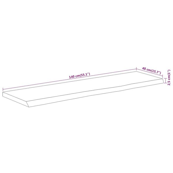 Dessus de table 140x40x2,5 cm rectangulaire bois massif acacia - Photo n°8