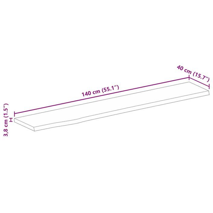 Dessus de table 140x40x3,8 cm bord vivant bois massif manguier - Photo n°9