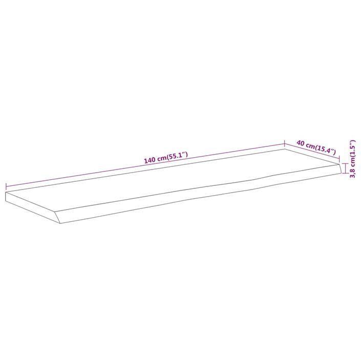 Dessus de table 140x40x3,8 cm rectangulaire bois massif acacia - Photo n°8