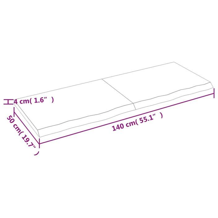 Dessus de table 140x50x4 cm bois de chêne massif non traité - Photo n°9