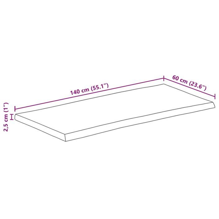 Dessus de table 140x60x2,5 cm bord vivant bois massif manguier - Photo n°9