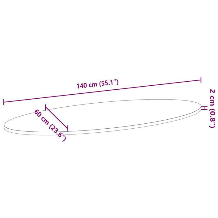 Dessus de table 140x60x2 cm bois de chêne massif ovale - Photo n°10