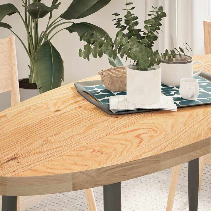 Dessus de table 140x60x4 cm bois de chêne massif ovale - Photo n°1