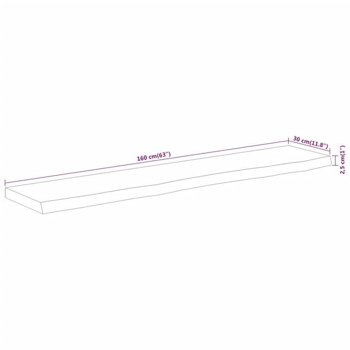 Dessus de table 160x30x2,5 cm rectangulaire bois massif acacia - Photo n°8