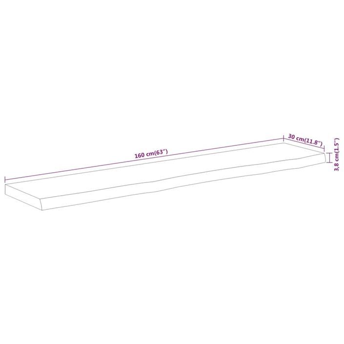 Dessus de table 160x30x3,8 cm rectangulaire bois massif acacia - Photo n°8