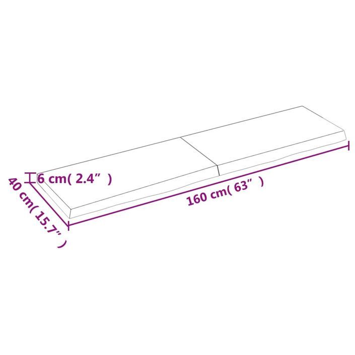 Dessus de table 160x40x(2-6) cm bois de chêne massif non traité - Photo n°9