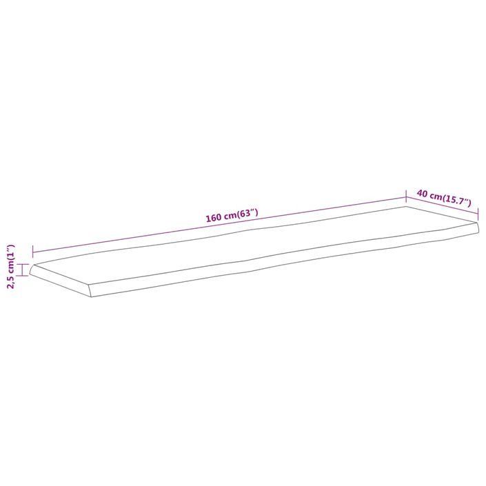 Dessus de table 160x40x2,5 cm rectangulaire bois massif acacia - Photo n°9