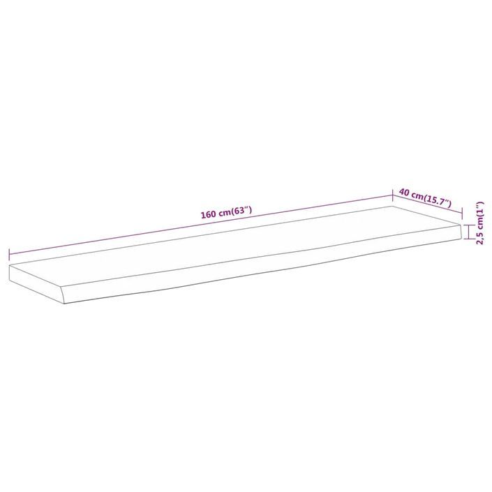 Dessus de table 160x40x2,5 cm rectangulaire bois massif acacia - Photo n°8