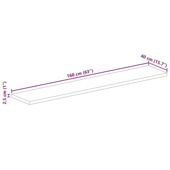 Dessus de table 160x40x2,5cm rectangulaire bois massif d'acacia - Photo n°9