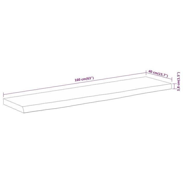 Dessus de table 160x40x3,8 cm rectangulaire bois massif acacia - Photo n°8