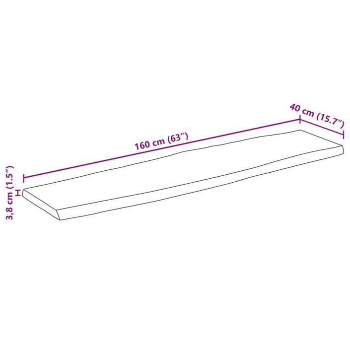 Dessus de table 160x40x3,8 cm rectangulaire bois massif acacia - Photo n°9