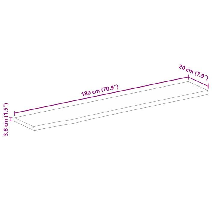 Dessus de table 180x20x3,8 cm bord vivant bois massif manguier - Photo n°9