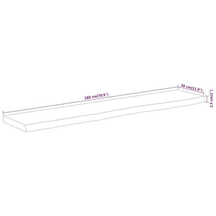 Dessus de table 180x30x2,5 cm rectangulaire bois massif acacia - Photo n°8