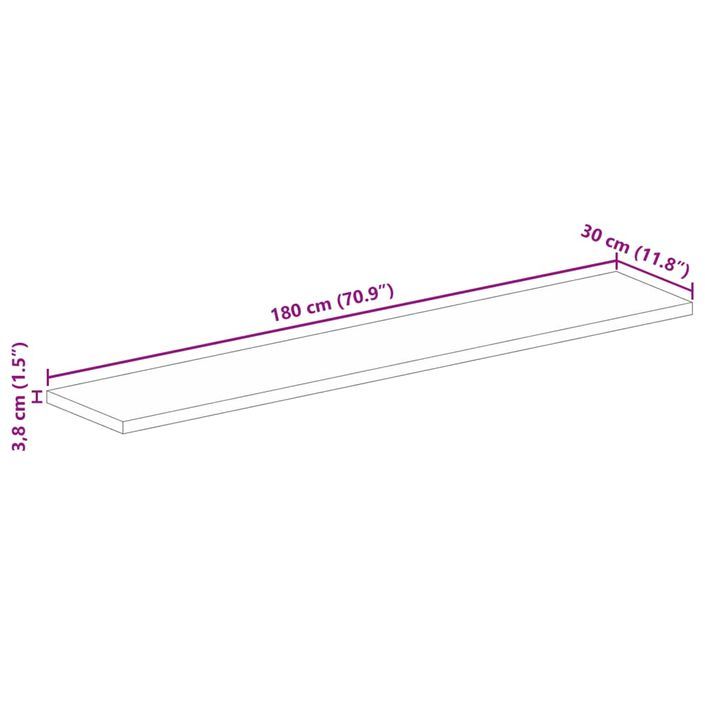Dessus de table 180x30x3,8cm rectangulaire bois massif d'acacia - Photo n°9