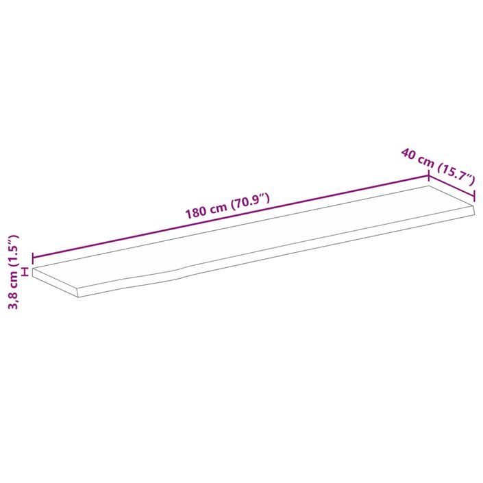 Dessus de table 180x40x3,8 cm bord vivant bois massif manguier - Photo n°9