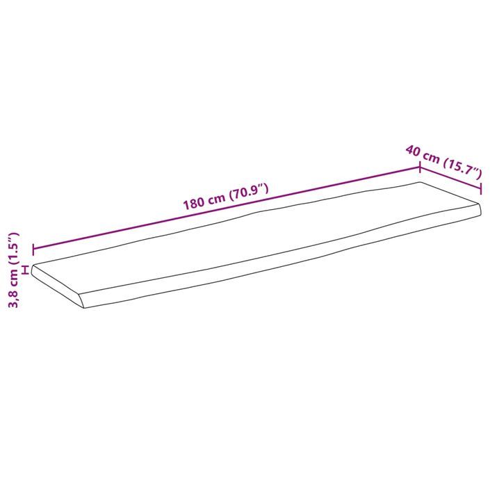 Dessus de table 180x40x3,8 cm bord vivant bois massif manguier - Photo n°9