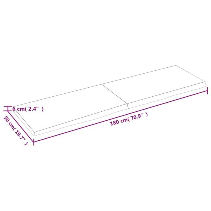 Dessus de table 180x50x6 cm bois de chêne massif non traité - Photo n°9