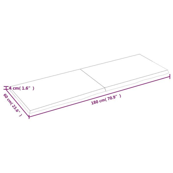 Dessus de table 180x60x4 cm bois de chêne massif non traité - Photo n°9