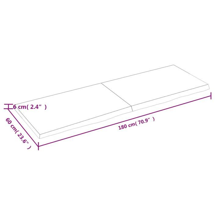 Dessus de table 180x60x6 cm bois de chêne massif non traité - Photo n°9