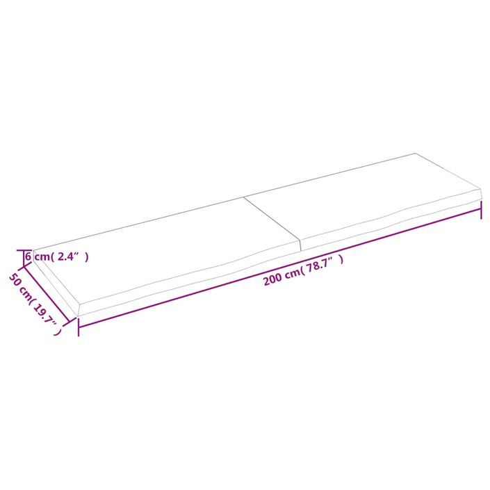 Dessus de table 200x50x6 cm bois de chêne massif non traité - Photo n°9