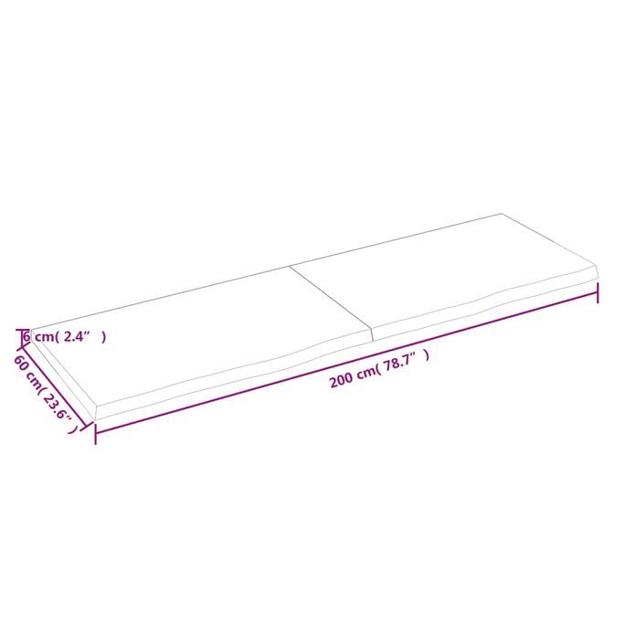 Dessus de table 200x60x6 cm bois de chêne massif non traité - Photo n°9