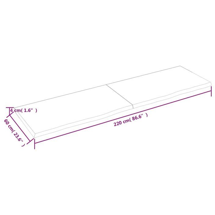 Dessus de table 220x60x(2-4) cm bois de chêne massif non traité - Photo n°9