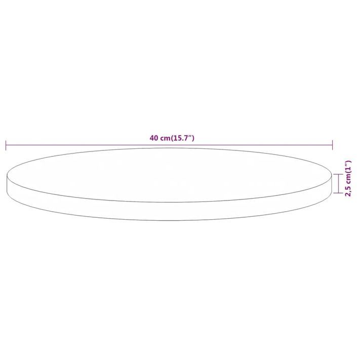 Dessus de table Ø40x2,5 cm rond bois massif d'acacia - Photo n°8