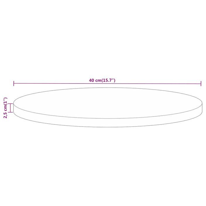 Dessus de table Ø 40x2,5 cm rond bois massif de manguier brut - Photo n°8