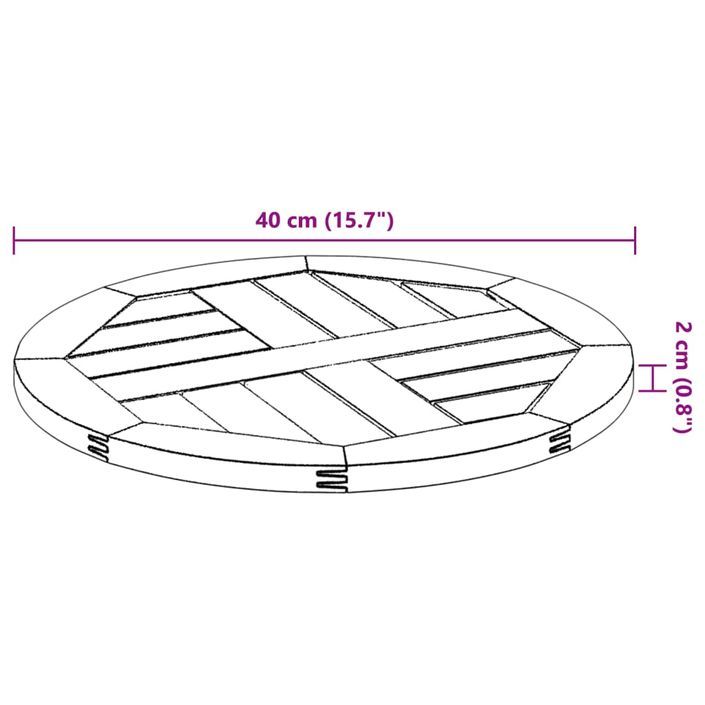 Dessus de table Ø40x2 cm rond bois massif d'acacia - Photo n°8