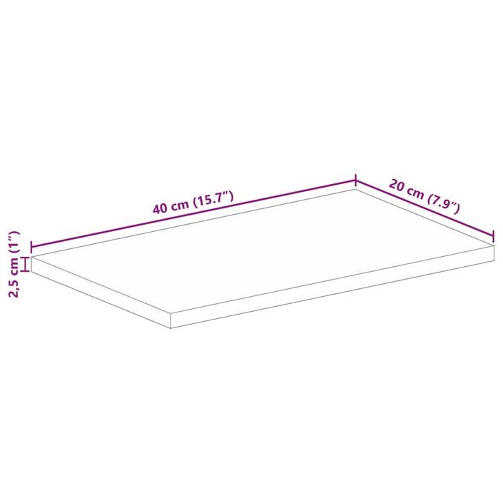 Dessus de table 40x20x2,5 cm rectangulaire bois massif manguier - Photo n°9