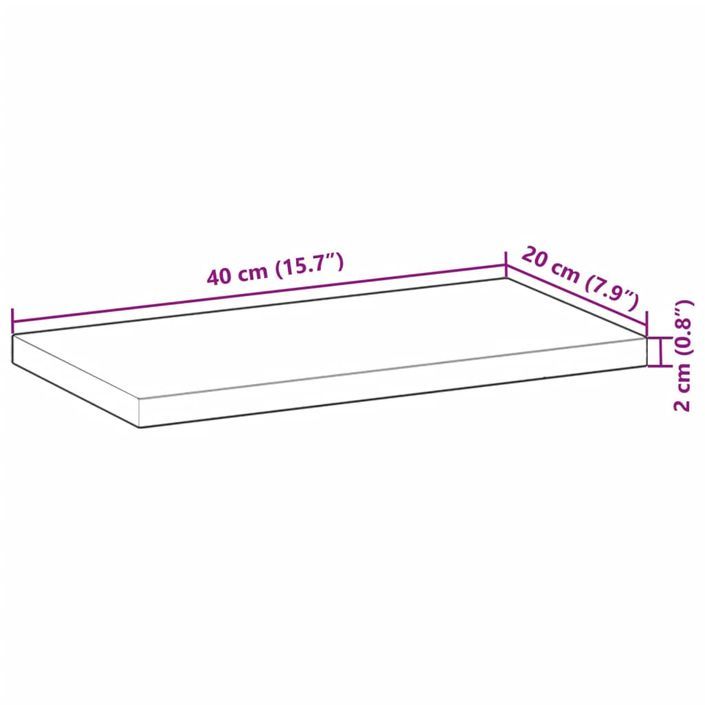 Dessus de table 40x20x2 cm rectangulaire bois massif d'acacia - Photo n°9